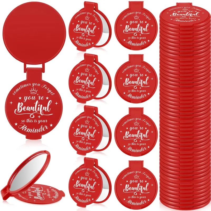 Gulfmew – 36 Miroirs de Poche Inspirants, Miroir Compact Rouge 2,76 pouces | Idée cadeau Saint-Valentin et fêtes entre amies