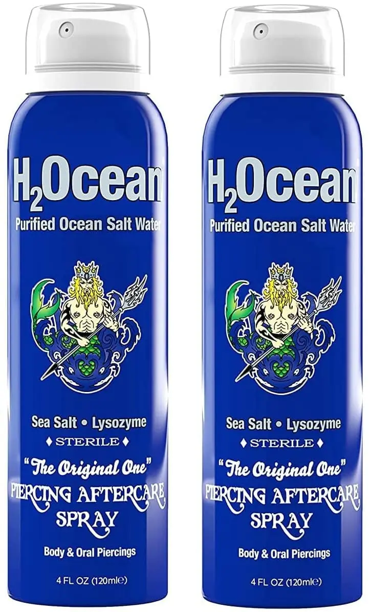 H2Ocean Spray Soin Après-Piercing – Solution Saline Stérile (Lot de 2, 120 ml) pour Oreille, Nez, Lèvre et Autres Piercings