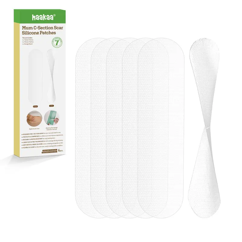 haakaa Bandes Cicatrice Silicone pour Section C – 6 Patchs Réutilisables, 2 Épaisseurs (0,5 mm et 1 mm)