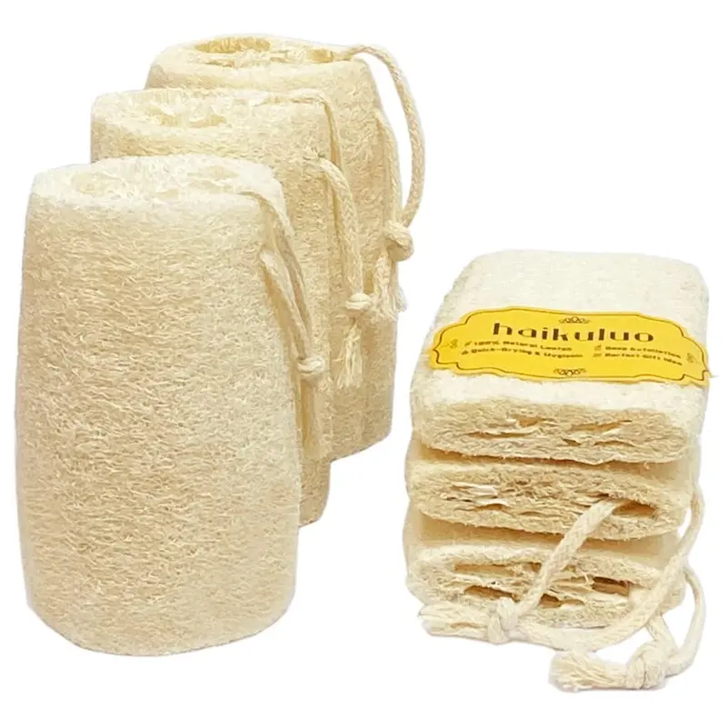haikuluo Éponges exfoliantes naturelles en loofah – corps biodégradable (3 pièces)