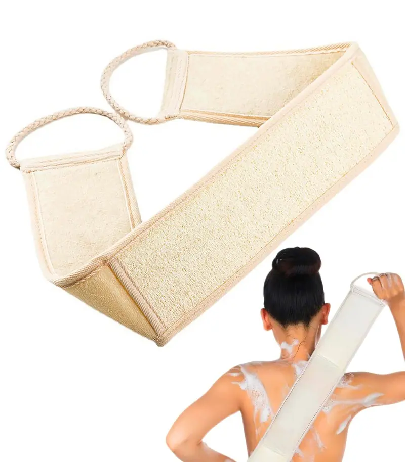 haikuluo Gant Luffa Naturel pour le Dos – Exfoliation Douche avec Poignées en Coton