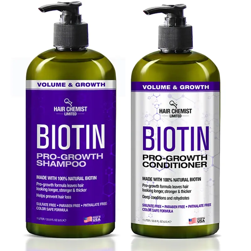 Hair Chemist Pro-Growth Shampoo & Conditioner avec Biotine – Ensemble 2 pièces (33,8 oz chacun)