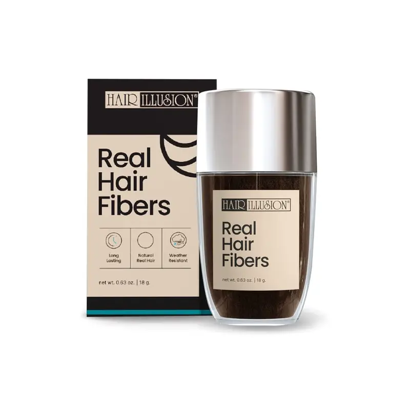 Hair Illusion Fibres Capillaires Réelles Brun Foncé – Camouflage des zones clairsemées, 18 g
