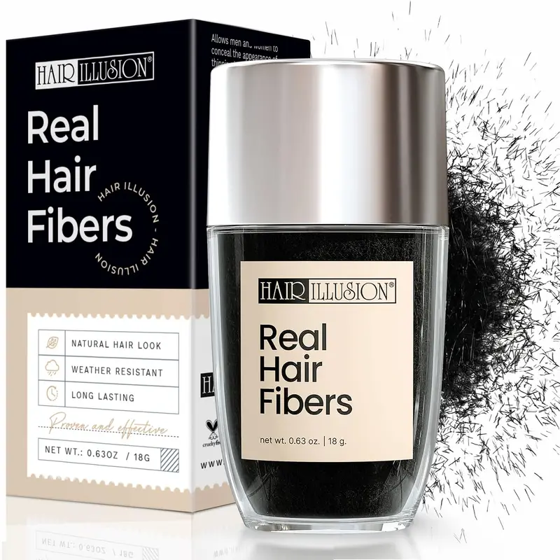 Hair Illusion Fibres réelles pour cheveux clairsemés – Noir – 18 g