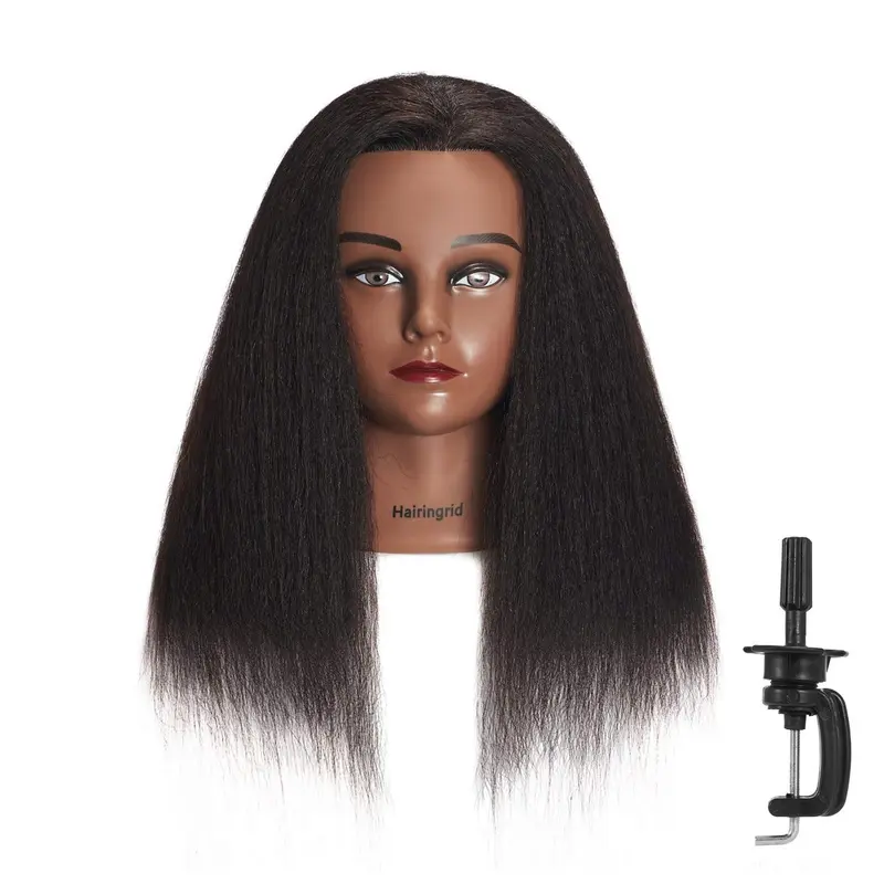 Hairingrid Tête Mannequin 14 pouces – Cheveux Réels 100% – Formation Coiffure