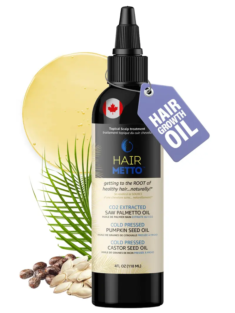 HAIRMETTO – Huile de graines de potiron avec extrait de palmier nain – Croissance ciblée du cuir chevelu, 10× Puissance, Romarin, Lavande, 118 ml