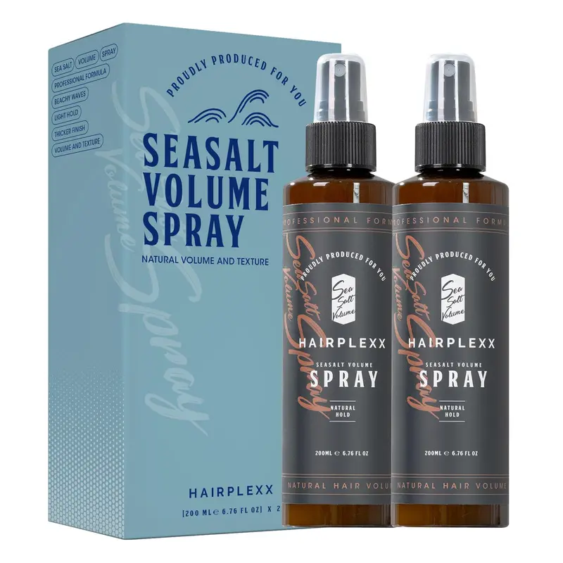 Hairplexx Brume Sel Marin Volume – Spray Texturisant Sans Paraben, Finition Matte, Look Naturel Unisexe (2 × 6,76 fl oz) – Fraîcheur Océane