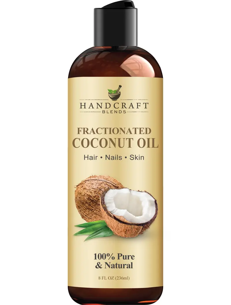Handcraft Blends Huile Coco Fractionnée – 236 ml Pure et Naturelle – Huile Porteuse Premium pour Peau et Cheveux
