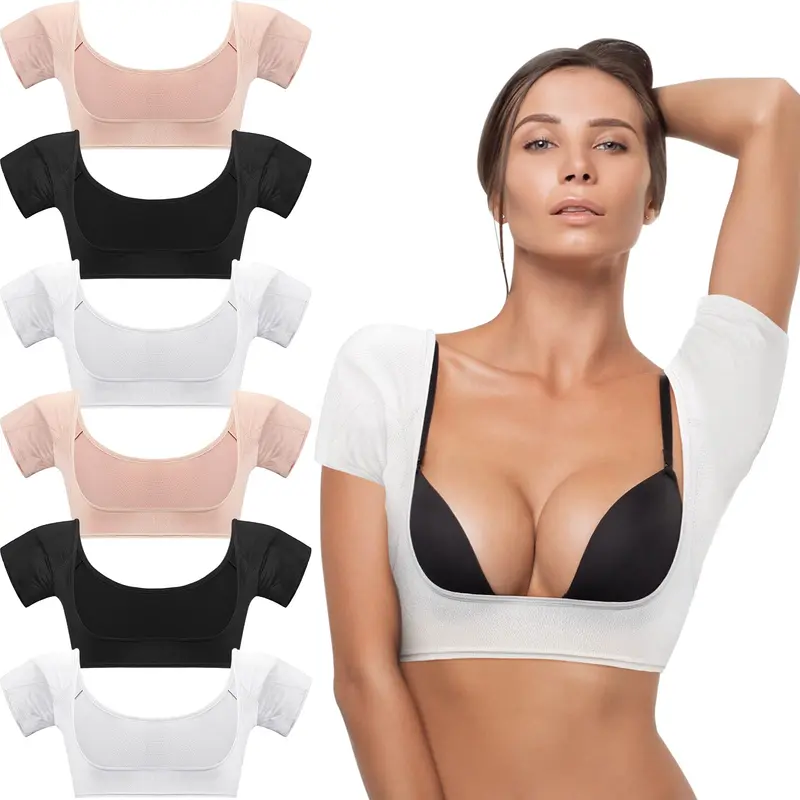 Handepo 6 pièces gilets anti-transpiration pour aisselles – Femme, Grande Taille – Blanc, Noir et Teint Peau
