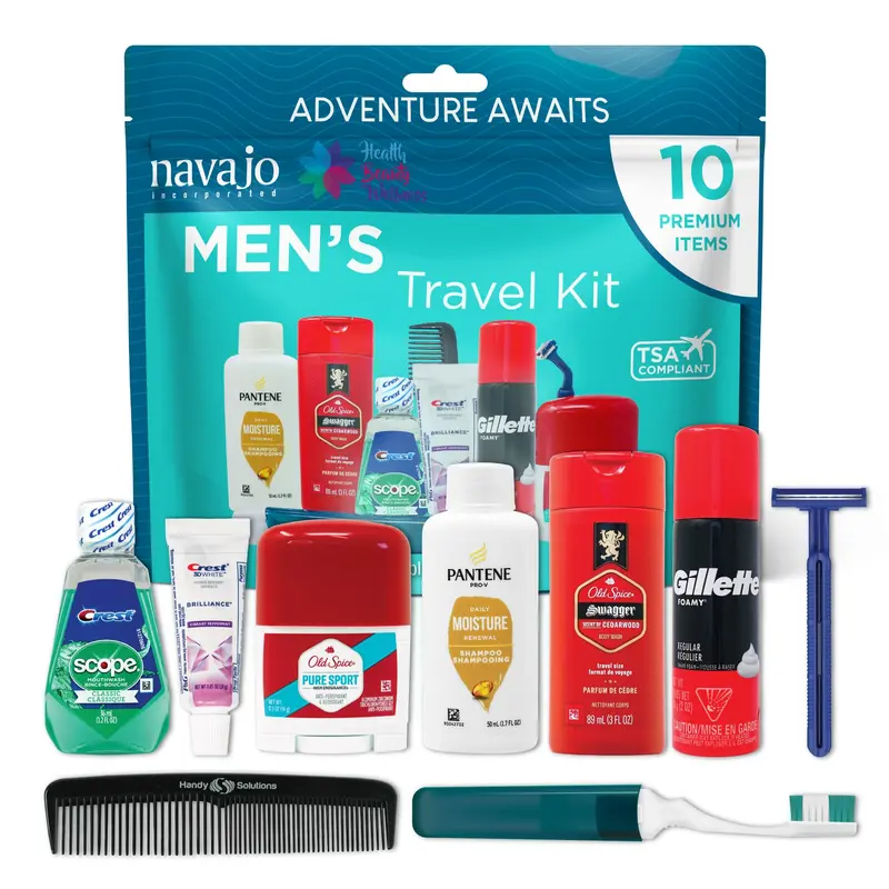 Handy Solutions – Kit voyage homme 10 pièces réutilisable (TSA Conforme)