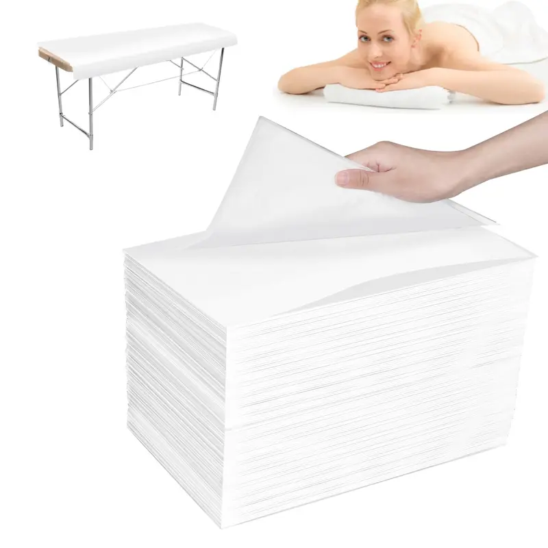HANLIANGRJD - 100 Draps Jetables 31,5 x 71 pouces pour Table de Massage et Spa (Non-Tissé, Respirant)
