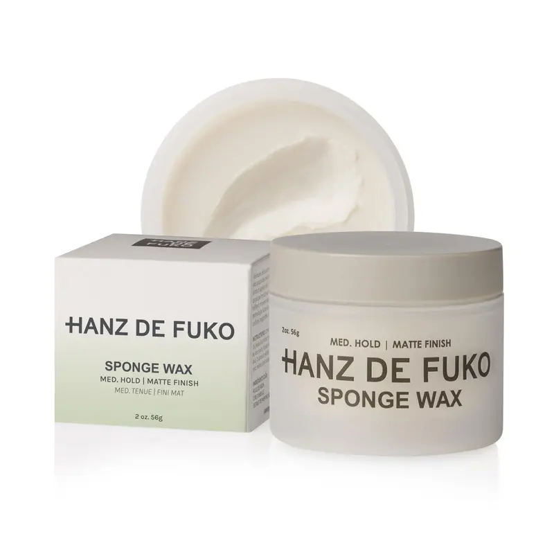 Hanz de Fuko Sponge Wax – Cire coiffante premium à tenue moyenne et fini semi-mat – Pour tous types de cheveux, surtout épais – 2 oz format voyage