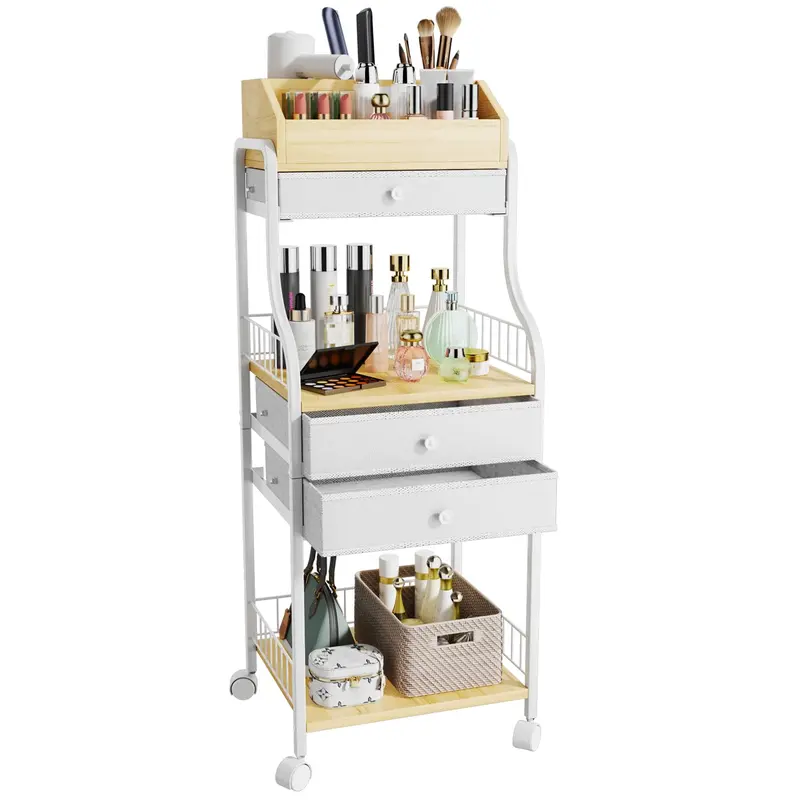 HapiRm Organisateur au Sol pour Soin de la Peau et Maquillage – Tiroirs, Roulettes et Style Moderne