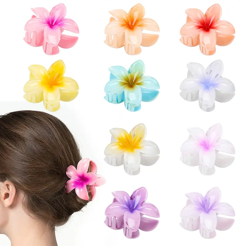 HAPTIME – Lot de 10 Pinces-Fleurs Plumeria pour Cheveux – Clips Hawaïens, Idée Cadeau