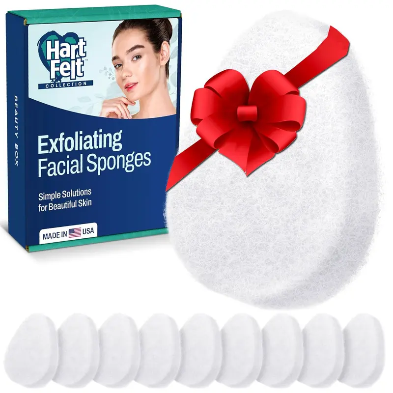 HartFelt Éponges Visage Exfoliantes – Pack de 10 – Nettoyage Quotidien Doux – Fabriqué aux États-Unis