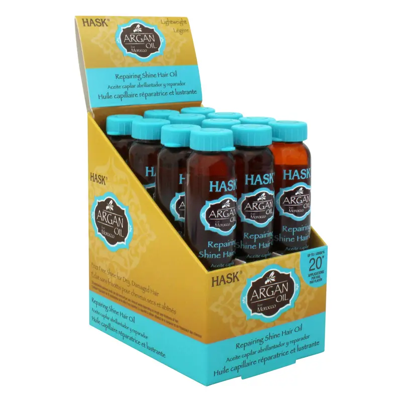 HASK Huile réparatrice à l’argan – 12 flacons, brillance et frisottis maîtrisés