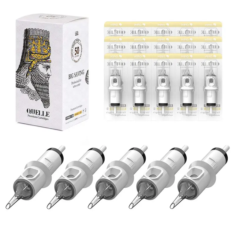 HAWINK Aiguilles-Cartouche Tatouage 5RL Bugpin #10 X-Taper – 50 Pièces avec Membrane