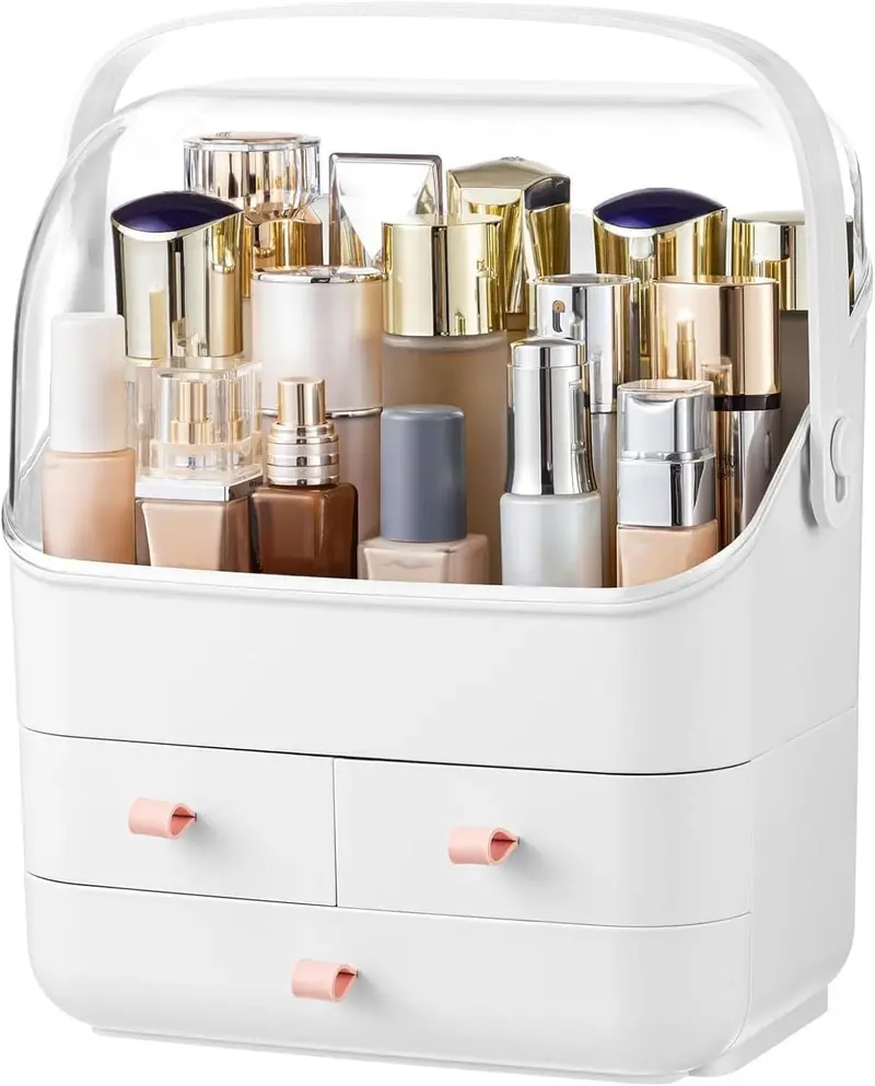 HBlife Organisateur Maquillage – Imperméable & Anti-Poussière, Boîte d’Affichage Blanche