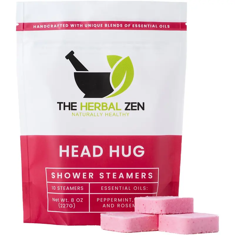 Head Hug Bombe Douche — Aromathérapie menthe et romarin – The Herbal Zen – Fabriqué aux États‑Unis – Cadeau Saint‑Valentin