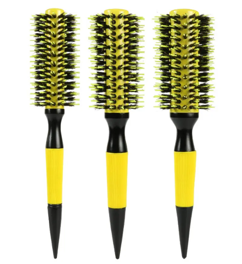 Healthcom Brosse 3 en 1 céramique et ionique – Barillet rond jaune