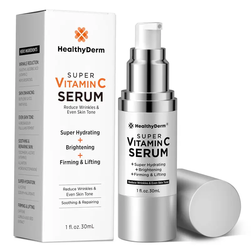 HealthyDerm Sérum Vitamine C pour femmes 70+ – Niacinamide, Hyaluronique, Peptides, Hydratation et Fermeté