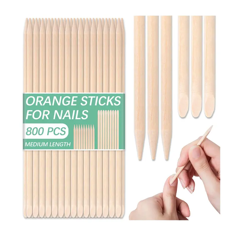 HeatPure – 800 bâtonnets orange pour cuticules, outil double-face 4 pouces pour manucure et épilation