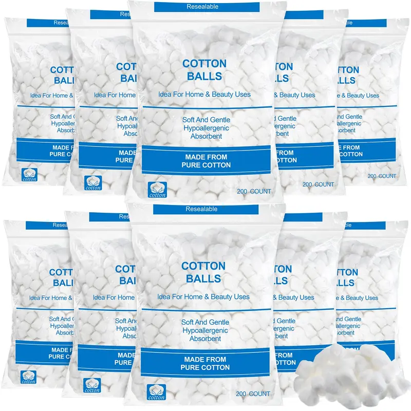 Heigble - 2000 Boules de Coton Douces et Absorbantes – Usage Polyvalent pour Demaquillage et Soin