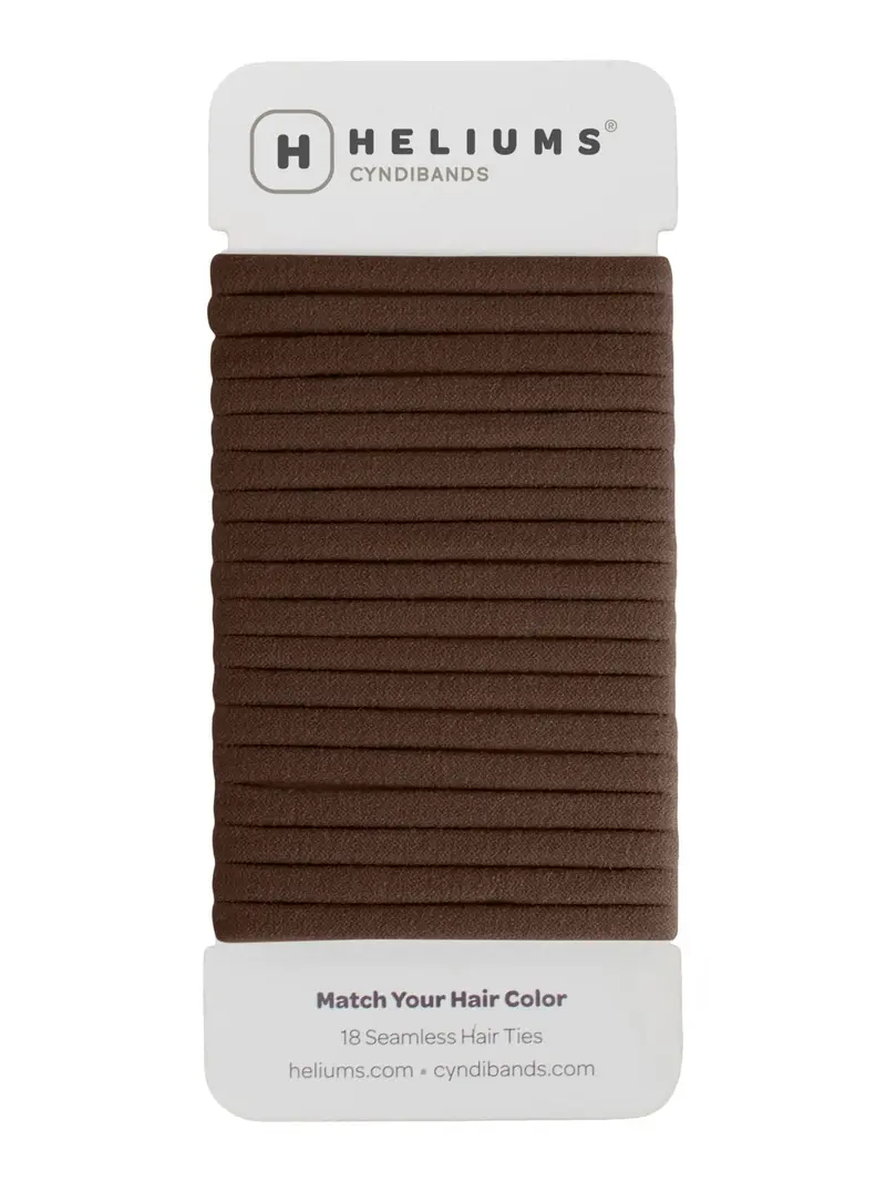 Heliums - Élastiques cheveux minces sans couture 6mm Brun foncé, 18 pièces, Maintien moyen