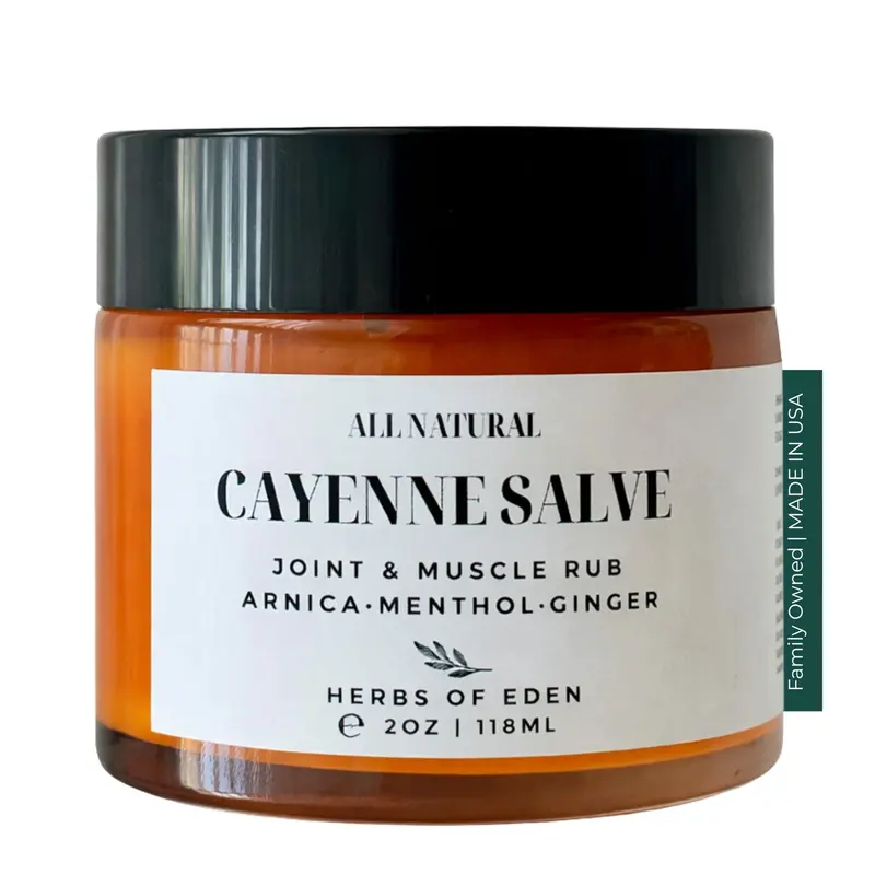 Herbs of Eden Baume Cayenne Arnica – Soin naturel chauffant menthol et gingembre | Articulations et muscles | Neuropathie et nerfs | Fabriqué aux États-Unis