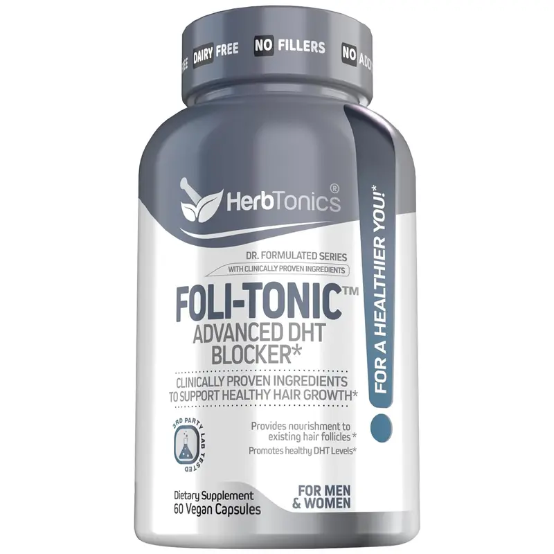 Herbtonics - Vitamines Croissance Cheveux pour Femmes & Hommes | DHT Blocker, Biotine 10000 mcg, Saw Palmetto