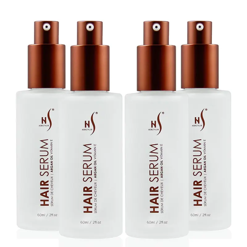 HerStyler Serum – Ensemble de 4 flacons, soin capillaire à l’huile d’argan pour cheveux secs et abîmés