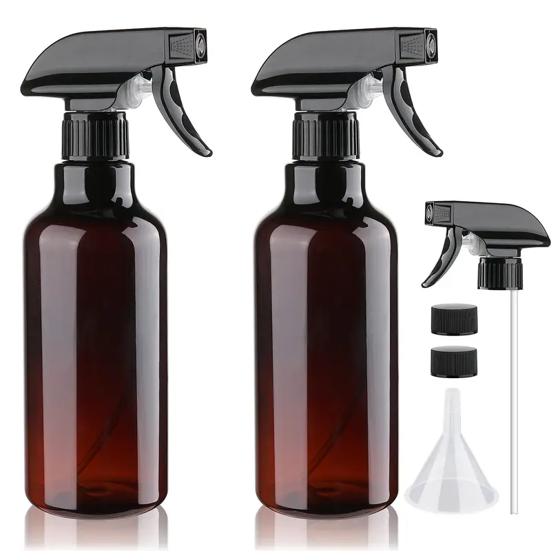 Hethyo Bouteilles de Pulvérisation en Plastique 500 ml – Lot de 2, Ambre, Buse Réglable