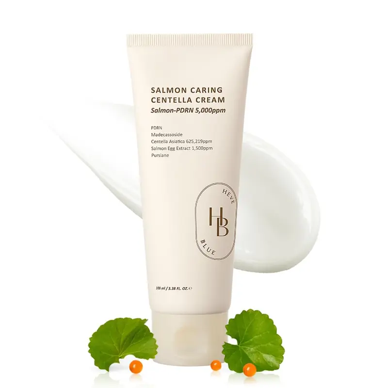 HEVEBLUE Creme Centella Soin au Saumon – PDRN, Extrait oeufs saumon, Madecassoside, Hydratation, Faible Irritation, Soins Coréens, Cadeau Saint-Valentin