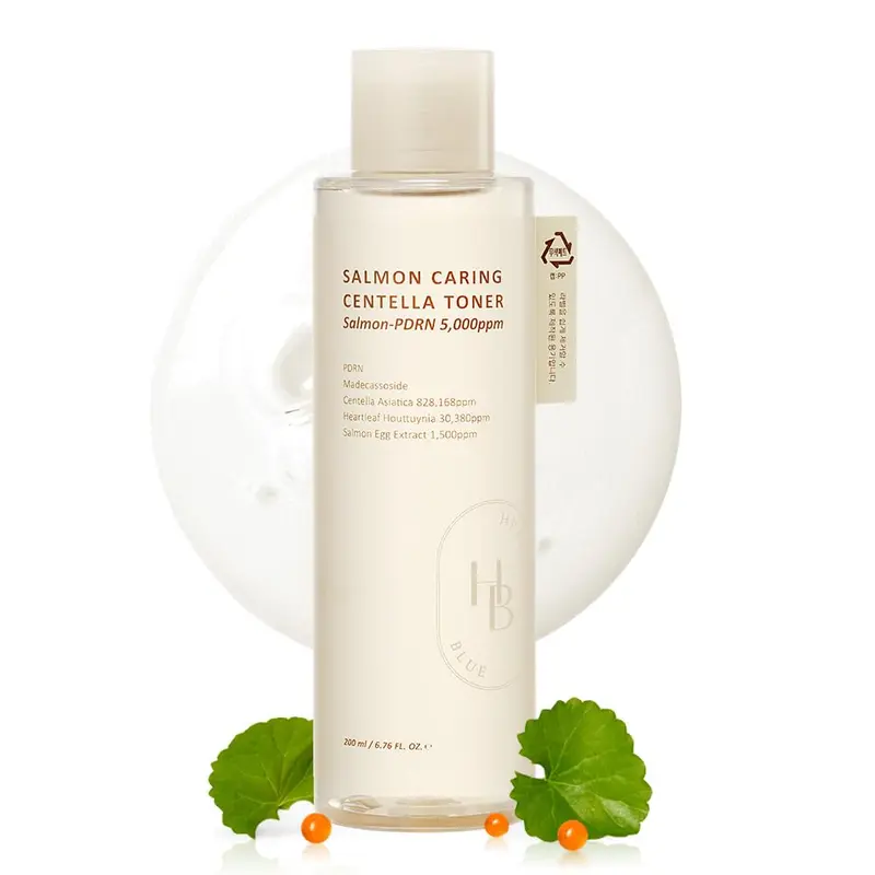 HEVEBLUE Salmon Caring Centella Toner – PDRN de Saumon, pH 5,5, Extrait d’œuf de Saumon, Centella et Madecassoside, Soin coréen de beauté
