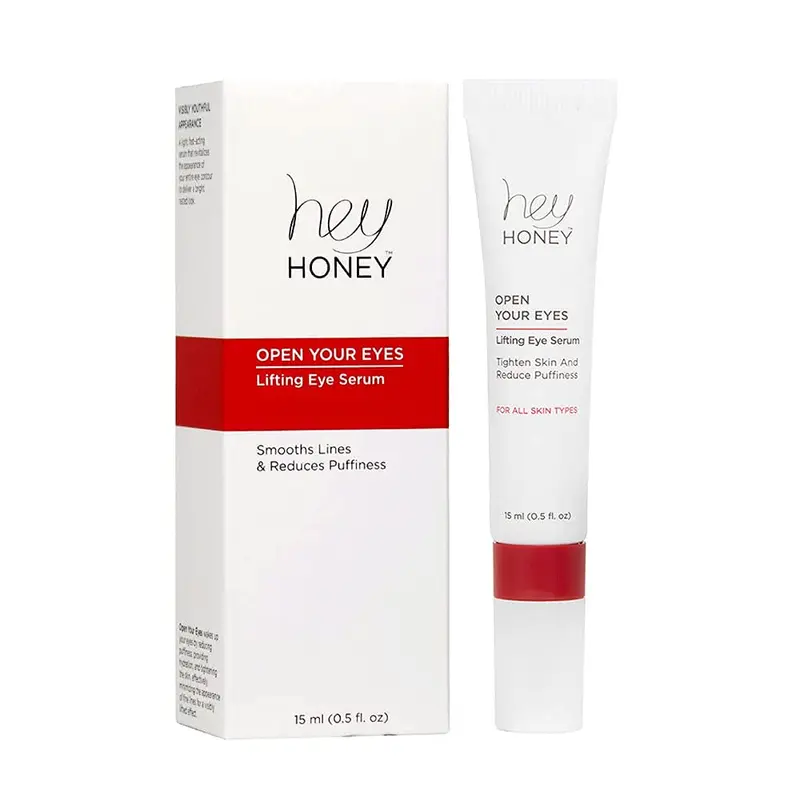 Hey Honey Ouvre Tes Yeux Sérum Liftant pour le Contour des Yeux | Hydratation Durable • Anti-poches et Anti-cernes | Pour peaux sensibles | 15 ml