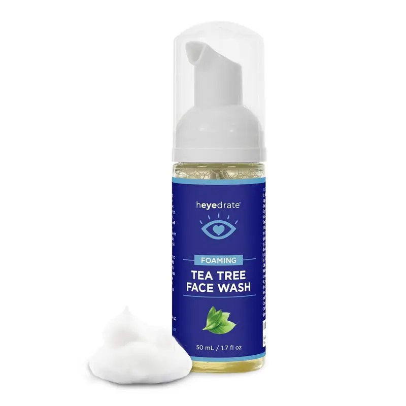 Heyedrate – Nettoyant Mousse Tea Tree pour Visage et Paupières avec Aloe Vera – 1,7 oz (Emballage Variable)