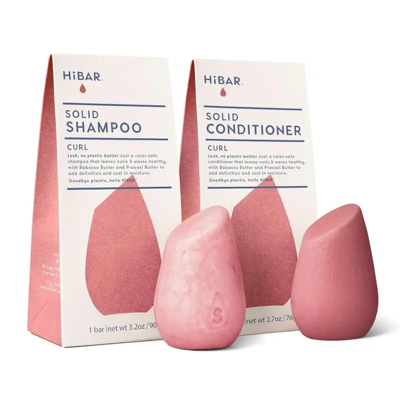 HiBAR Coffret Shampoing Solide et Après-Shampoing Boucles – Définir, Laver & Nourrir – Sans Plastique & Végan
