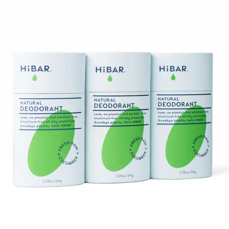 HiBAR Déodorant Sans Plastique – Fraîcheur Pluie & Concombre – Naturel, Vegan, Sans Aluminium – Lot de 3