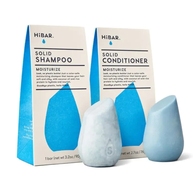 HiBAR – Kit Shampoing Solide Hydratant & Après-Shampoing Solide – Pour Cheveux Secs et Frisés