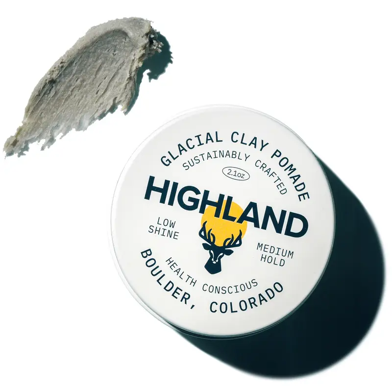 Highland Glacial Hair Clay Pomade - Pâte capillaire naturelle à tenue moyenne et fini mat