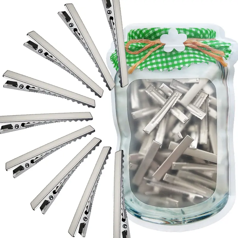 HiJeaton 60 Clips Métalliques Alligator – Grands Clips Pour Cheveux et Créations Maison