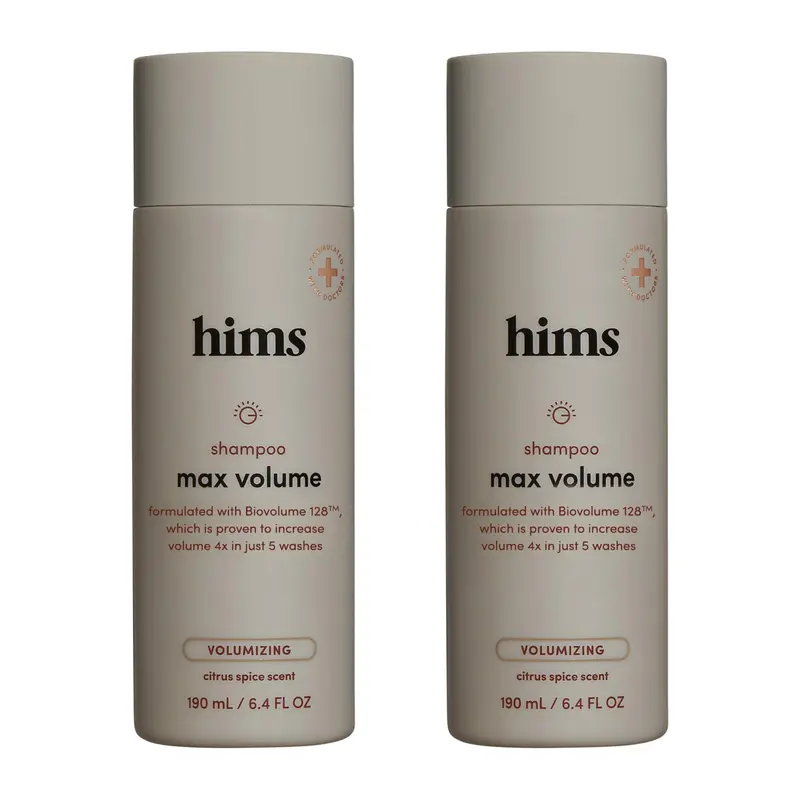HIMS & HERS Max Volume Shampoo – 2 bouteilles – Shampooing volumisant pour hommes à la biotine – Citrus Épice