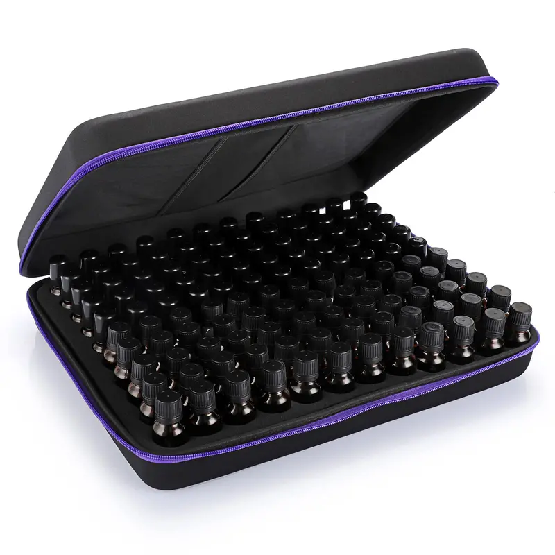 Hipiwe Étui EVA 120 Bouteilles – Coffret de Rangement Huiles Essentielles XL Noir et Violet