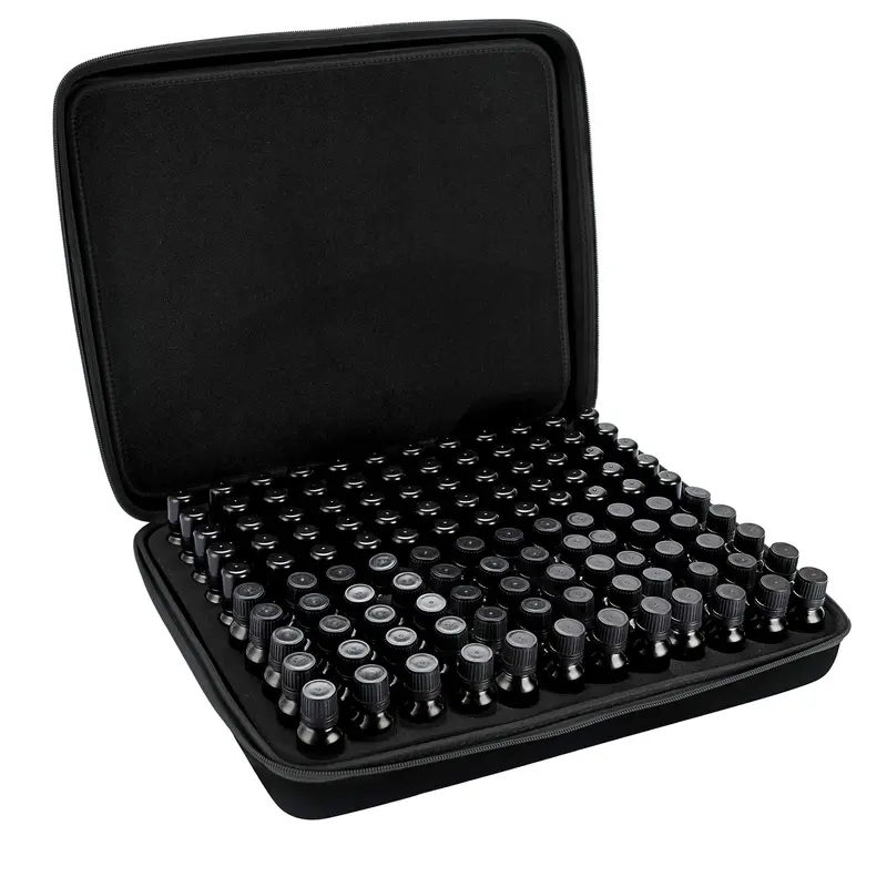 Hipiwe Étui EVA 120 Bouteilles – Rangement Huiles Essentielles, Coque Dure, Poignée, Noir