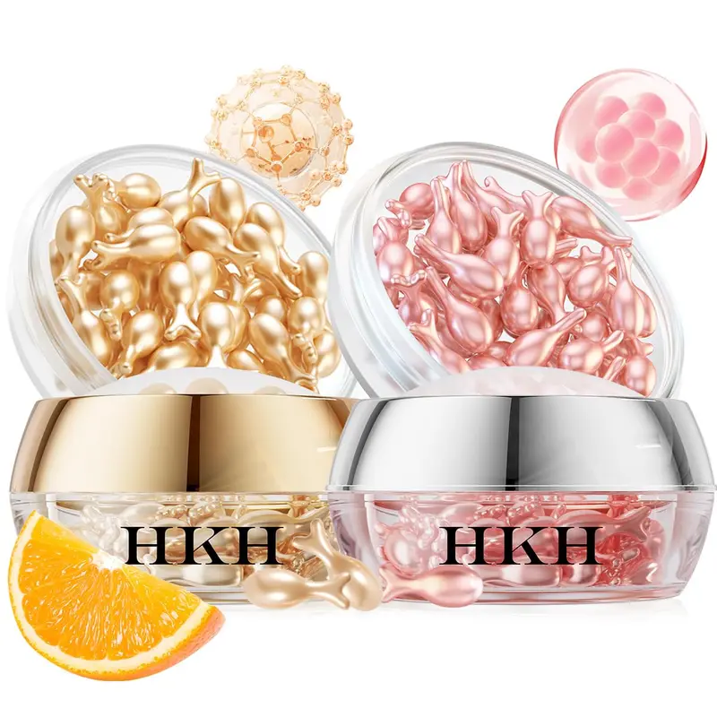 HKH Sérum Visage Vitamine C & Rétinol – Capsules huile Vitamine C avec Niacinamide – Soin anti-âge jour et nuit (38+38 capuchons)
