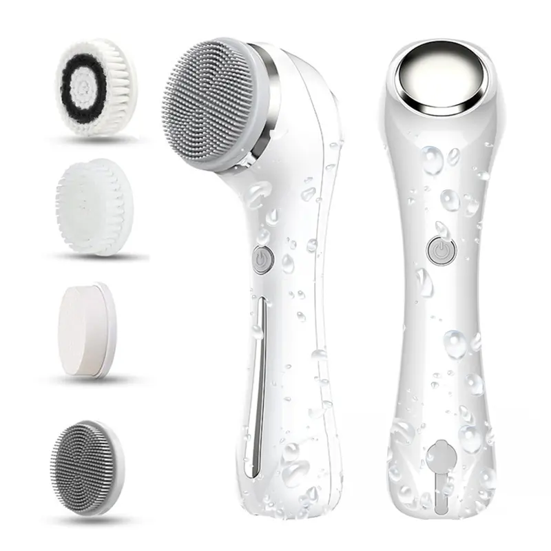 HOERCAAL — Brosse Nettoyage Visage 2 en 1 IPX7, 4 Têtes Rechargeable, Exfoliation Douce et Nettoyage Profond
