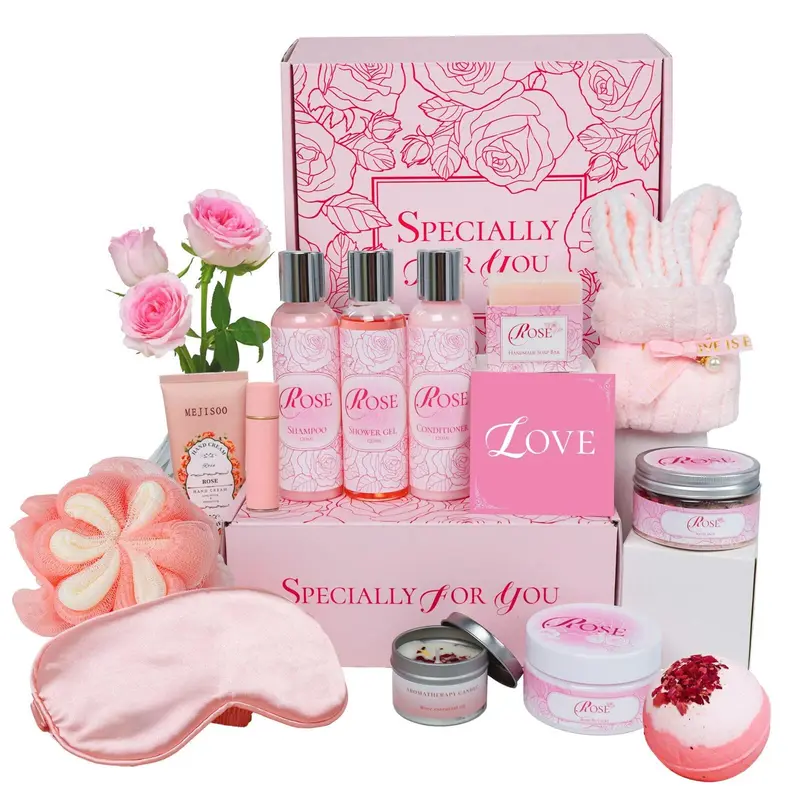 honiitaa Coffret Spa Rose – 16 Pièces, Cadeau Saint-Valentin pour Elle