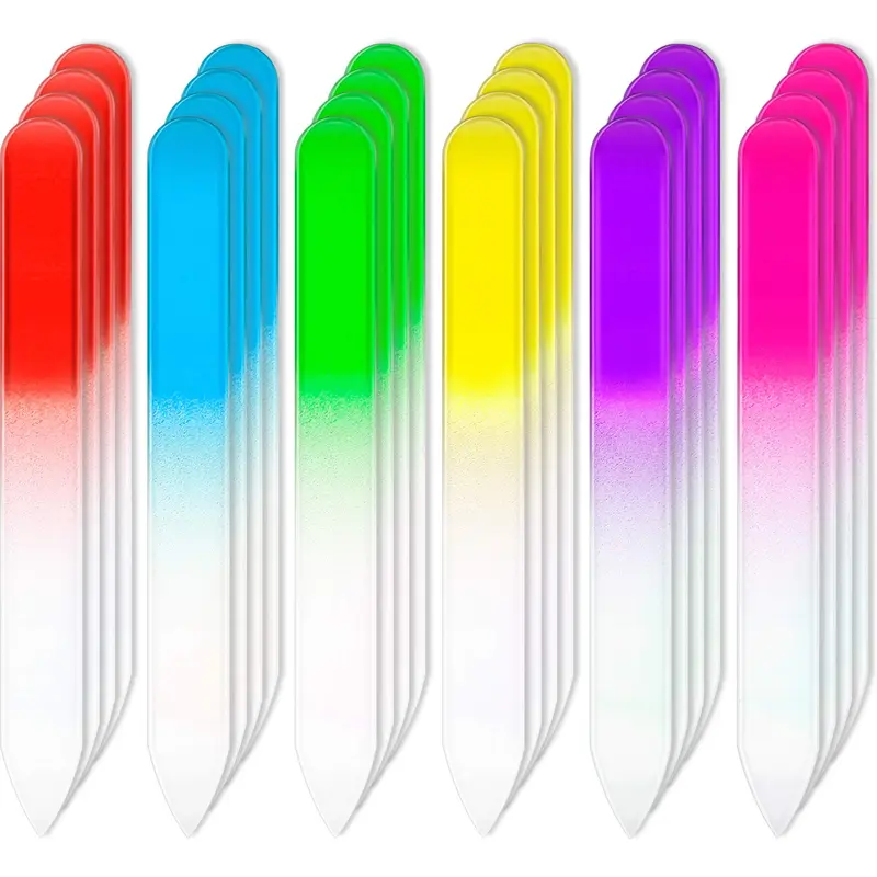 Honoson – Ensemble de 24 limes à ongles en verre cristal à finition arc-en-ciel