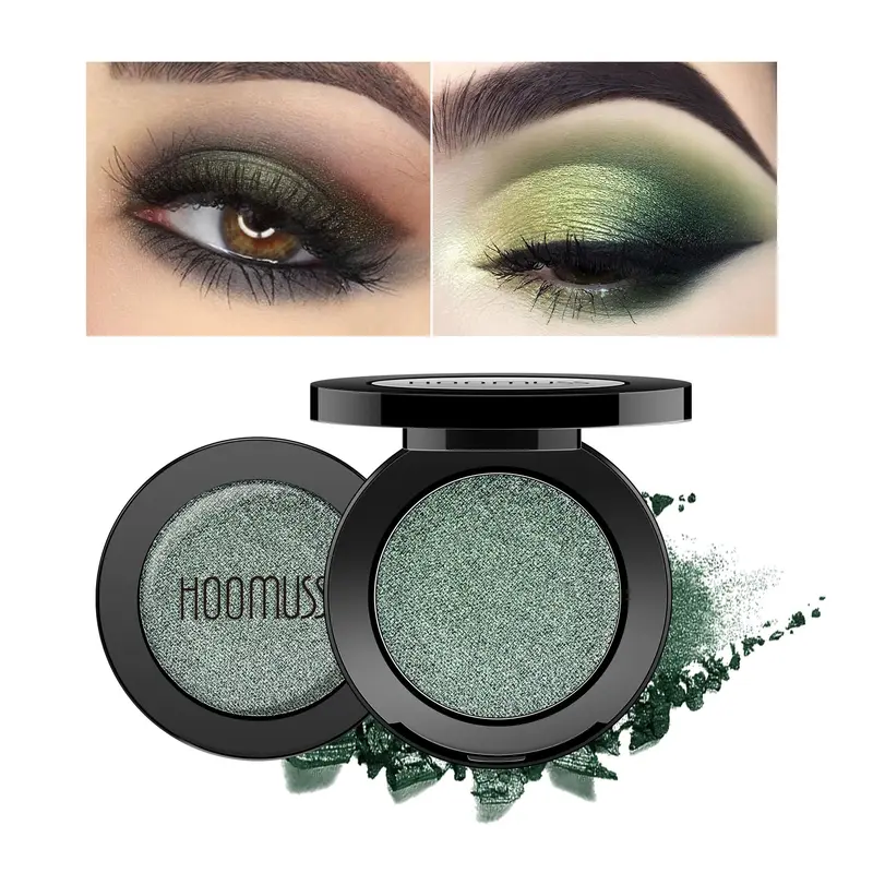 HOOMUSS Fard à paupières vert émeraude irisé – Ombre pressée, pigmentation élevée et longue tenue