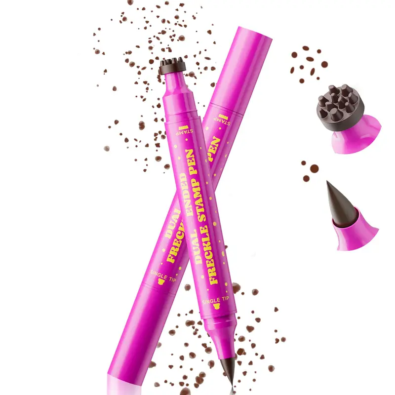 HOSAILY 2 en 1 Stylo Tampon Taches de Rousseur Imperméable – Marron Foncé 04